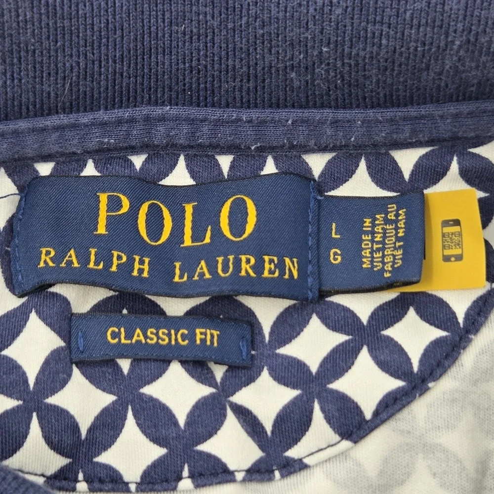Polo Ralph Lauren Classic Fit Star Soft Cotton Polo Mens Large Blue Geometric